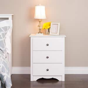 Monterey 3-Drawer White Nightstand