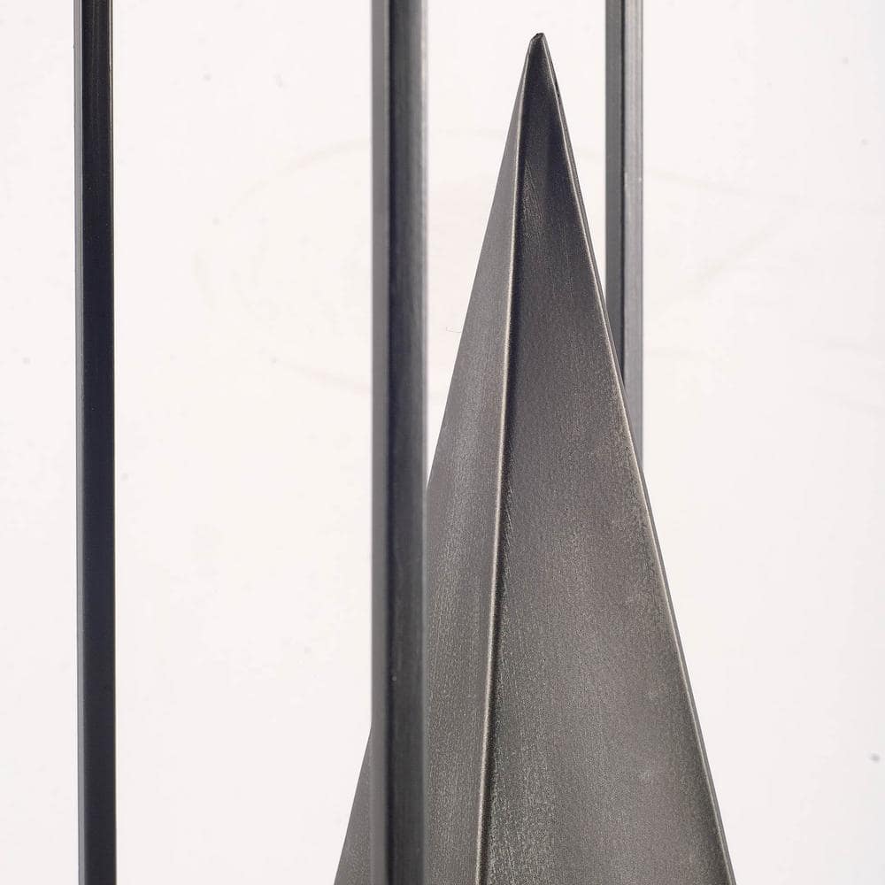 Large Black Metal Pyramid Decorative Sculpture