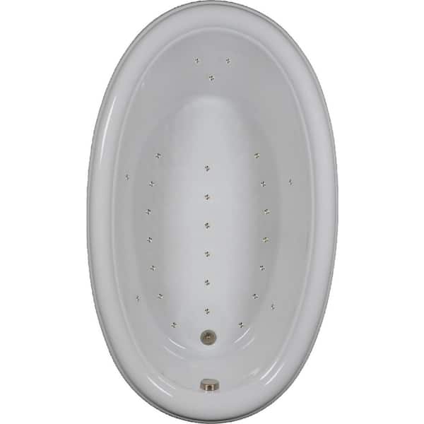 Comfortflo 70 in. x 42 in. Acrylic Oval Drop-in Air Bathtub with Reversible Drain in Bone