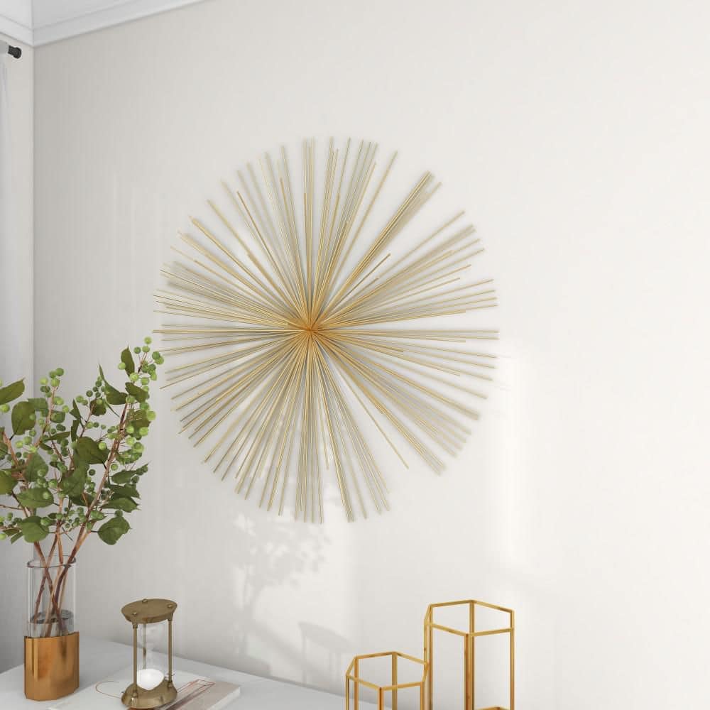 Gold Metal Starburst 3D Wall Sculpture for Modern Homes
