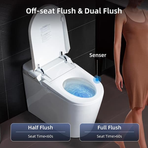 WOODBRIDGE Intelligent Comfort Height Dual Flush Elongated Toilet, White