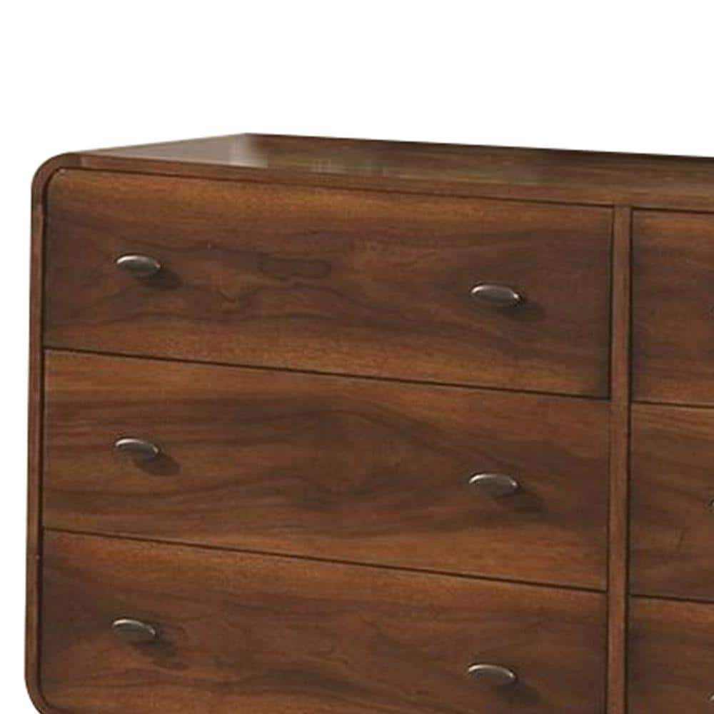 Black Mid-Century 6-Drawer Dresser with Felt-Lined Drawers