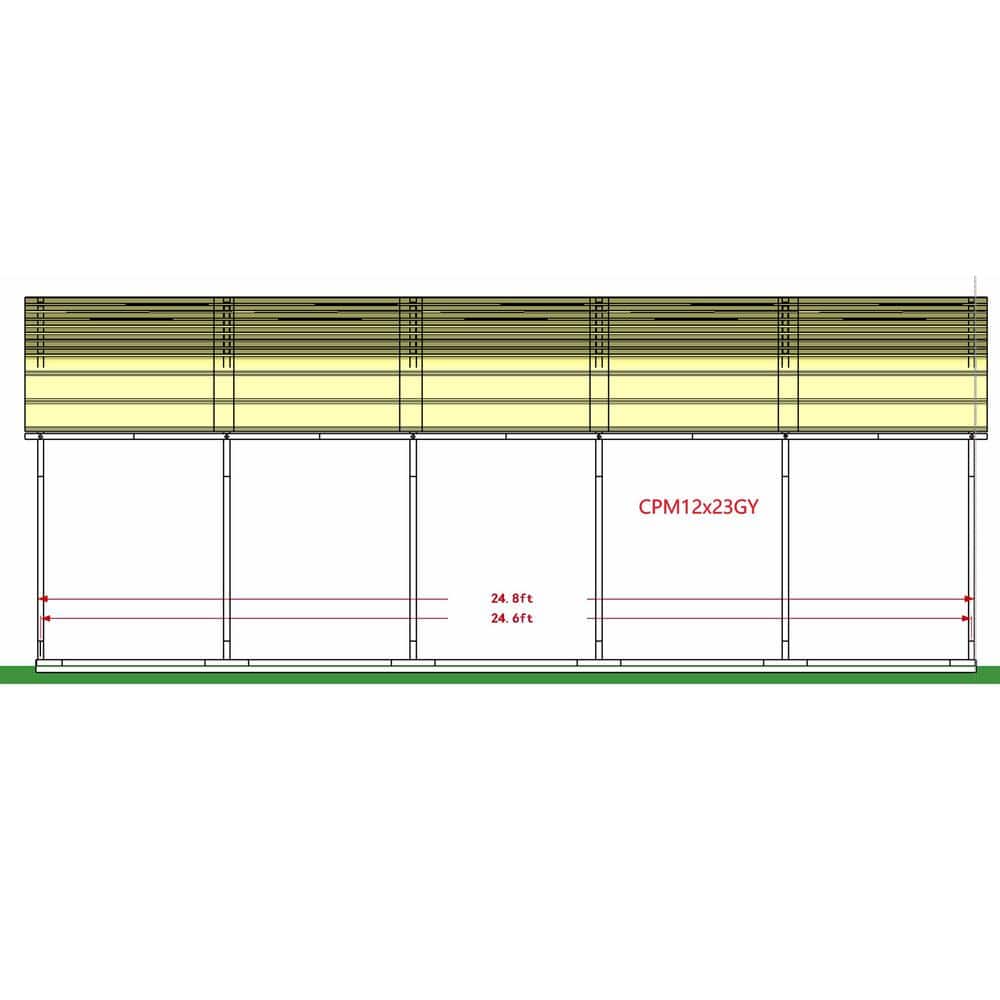 Gray Galvanized Steel Carport with Corrugated Roof Panels