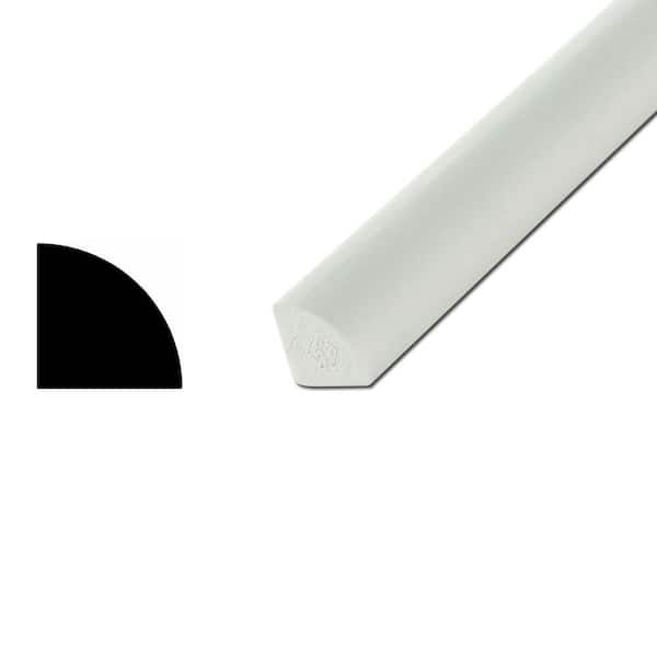 Timbron 3/4 in. x 3/4 in. 105T White Solid Extruded Plastic Quarter Round Moulding