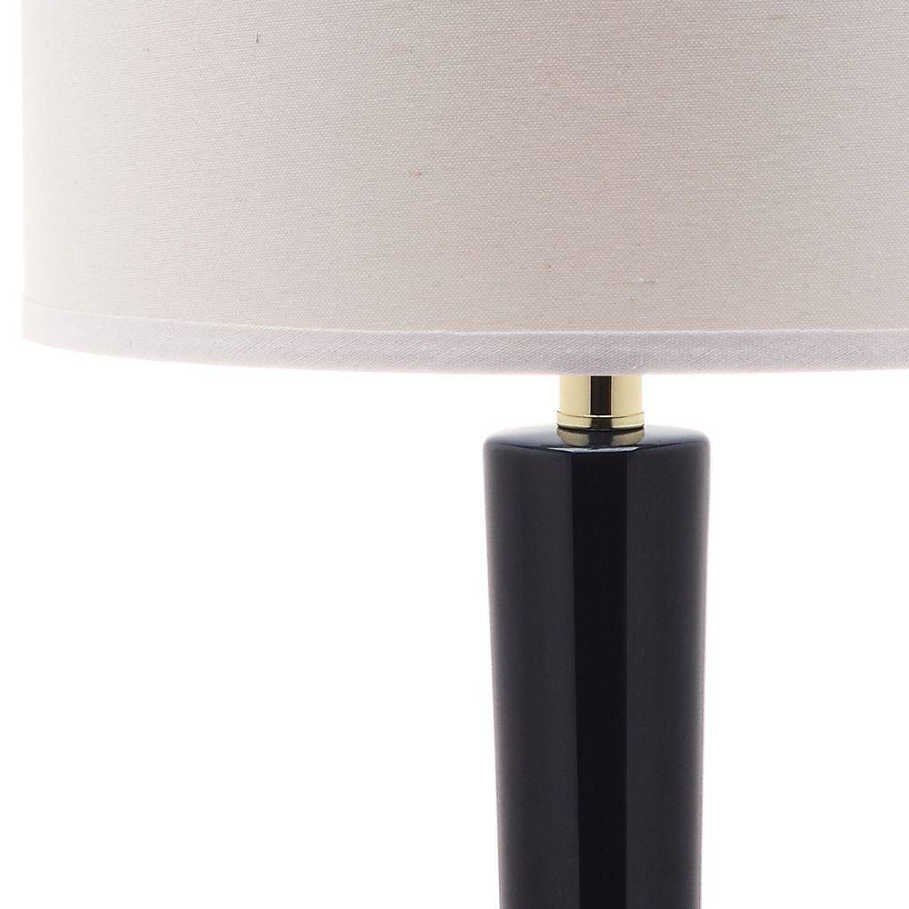 Navy Ceramic Long Neck Table Lamp Set with White Shade