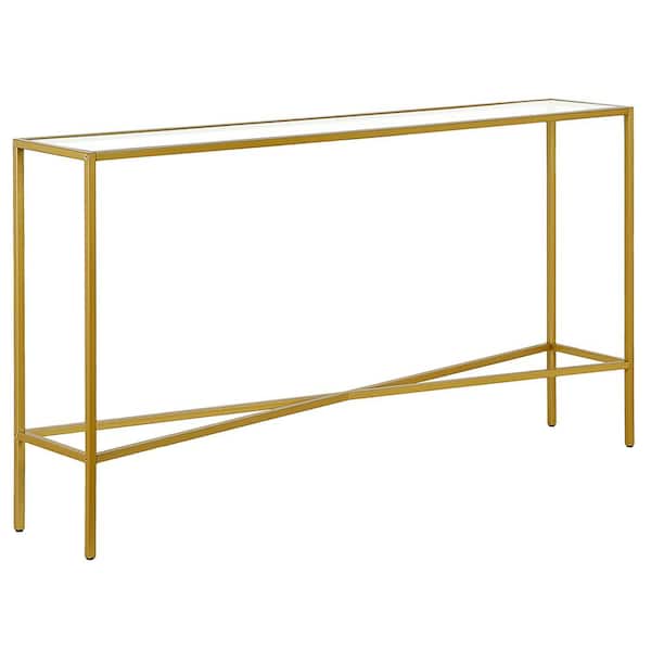 Meyer&Cross Henley 55 in. Brass Rectangle Glass Console Table