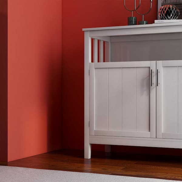 Tileon 39.96 in. W x 15.75 in. D x 34.25 in. H in White MDF Ready to Assenmble Floor Kitchen Cabinet storage sideboard