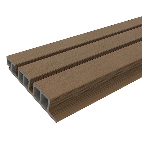 European Siding System 7.7 in. x 12 in. Composite Belgian Board in Peruvian Teak Sample