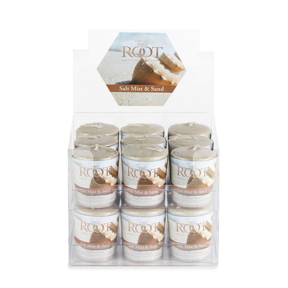 Salt Mist & Sand Beeswax Scented Votive Candles, 18-Pack