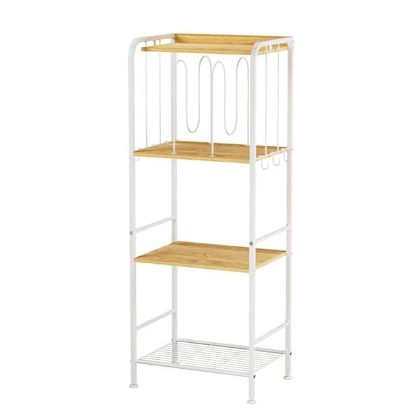 Towel Rack Free Standing 3-Tier M-Shaped White Detachable Dividers, Durable Metal Towel Holder for Bathroom