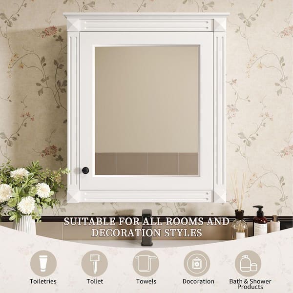 ZXDDMS Modern 24 in. W x 27 in. H Rectangular White Wall Surface