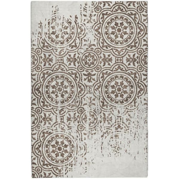 Dream Shag Premium Machine Washable Abstract ADS758 Chocolate 9 ft. x 12 ft. Area Rug