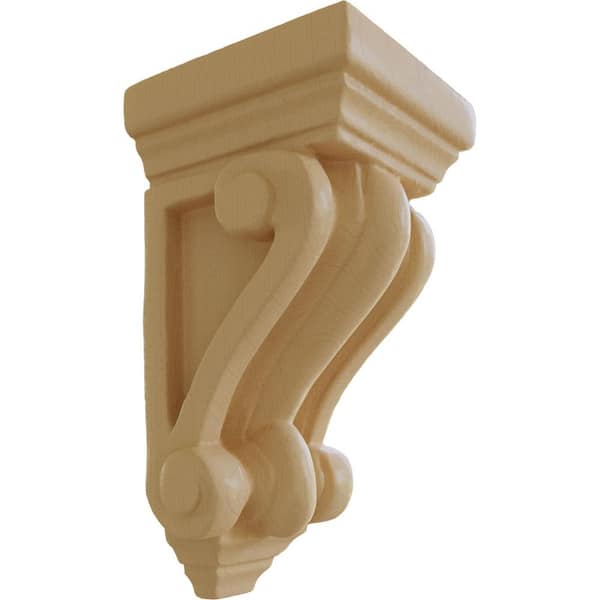 Ekena Millwork 5-1/4 in. x 5-1/4 in. x 9-1/2 in. Unfinished Wood Maple Devon Traditional Wood Corbel