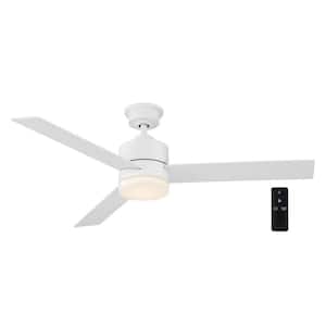 Madison 52 in. Indoor Matte White Ceiling Fan with Adjustable White Integrated LED with Remote Included