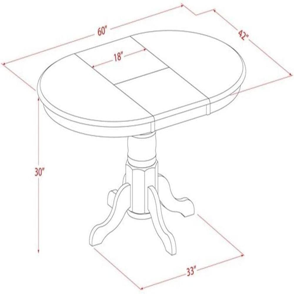 Oak Finish Oval Pedestal Dining Table Set with 4 Slat Back Chairs