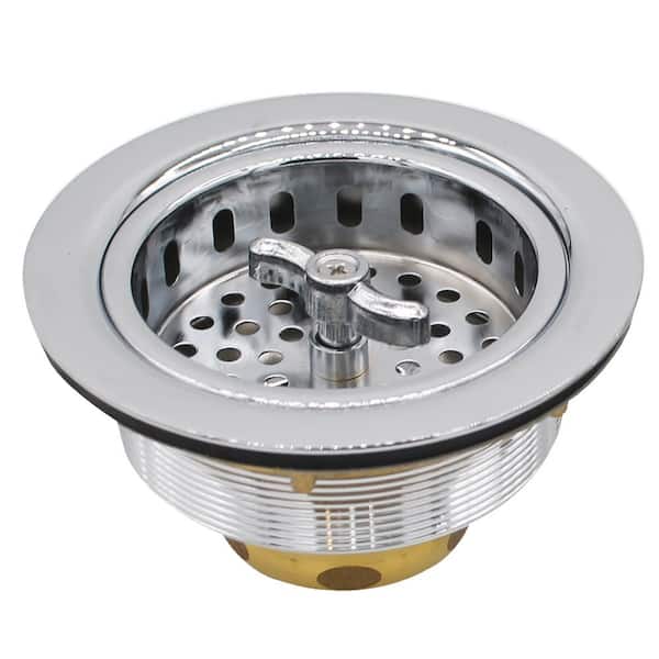 Westbrass 3-3/8 in. Brass Wing Nut Style Kitchen Sink Strainer