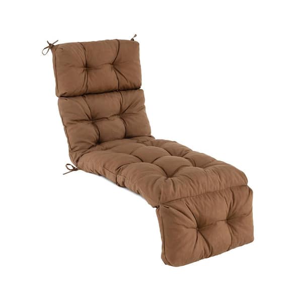 73 in. L x 22 in. W 1-Piece Outdoor Chaise Lounge Cushion with String Ties in Brown