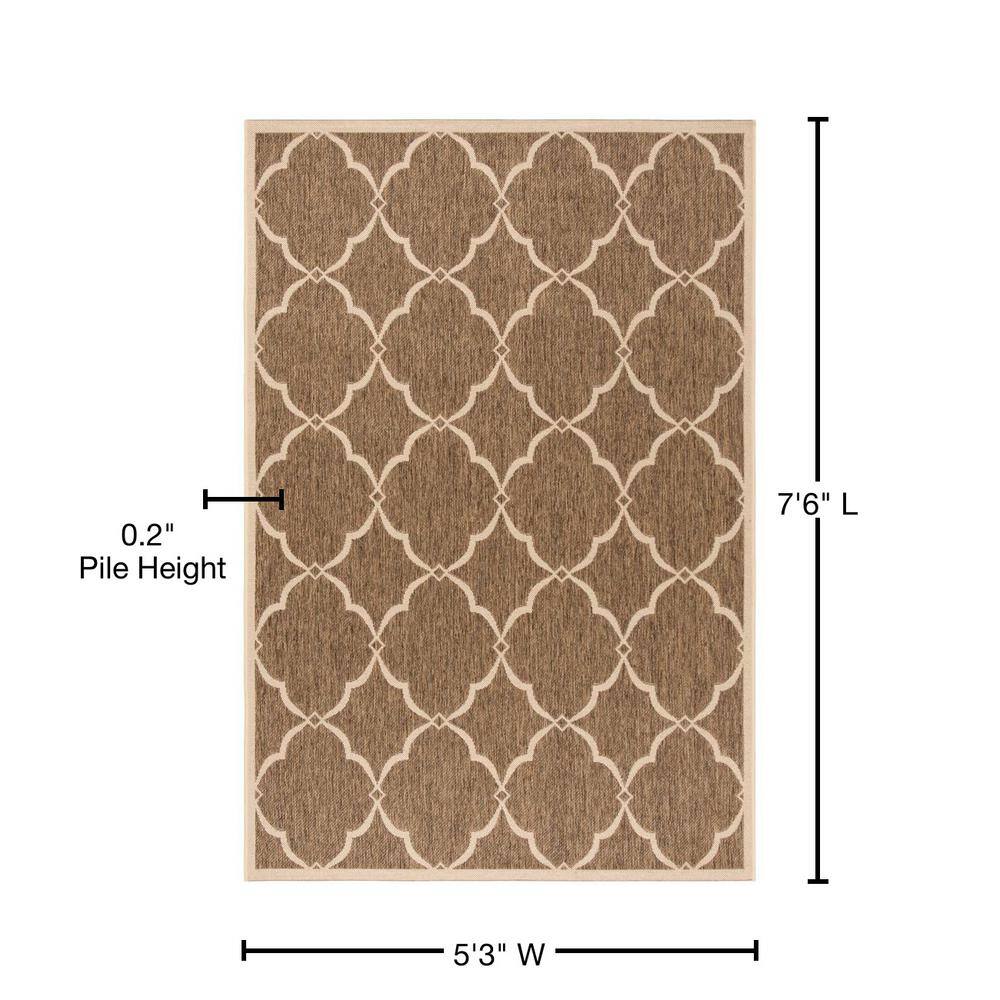 Beige and Cream Geometric Indoor/Outdoor Area Rug