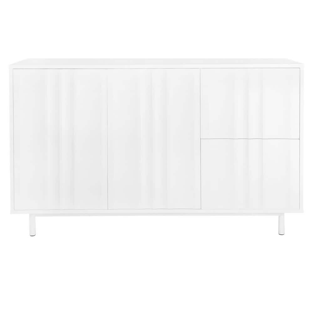 47.20 in. W x 15.70 in. D x 29.50 in. H White Wave Pattern Linen Cabinet wi