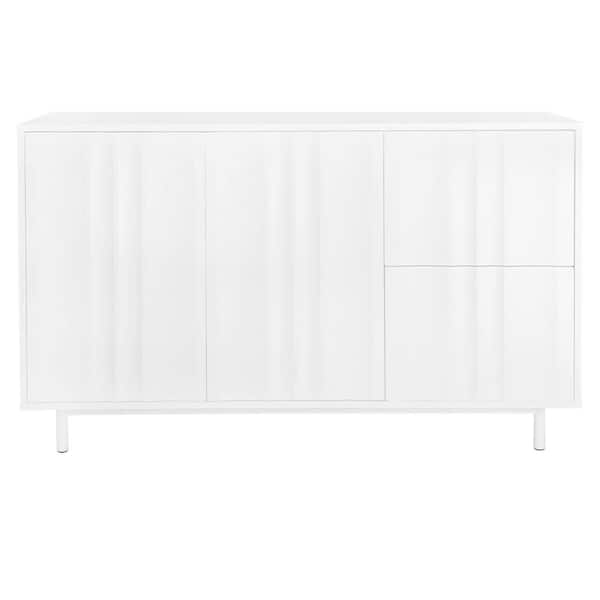 Unbranded 47.20 in. W x 15.70 in. D x 29.50 in. H White Wave Pattern Linen Cabinet with 2-Doors and 2-Drawers