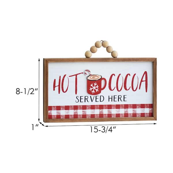 Hot Chocolate Stand Wooden Sign with Rope Hanger | Glow Decor