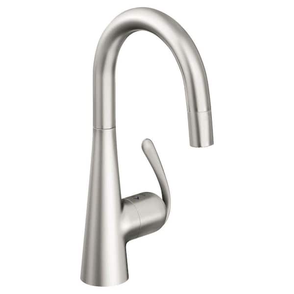 GROHE Ladylux 3 Pro Single-Handle Pull-Down Sprayer Kitchen Faucet in Stainless Steel