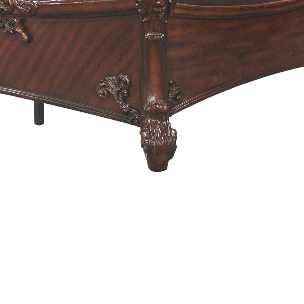 Chantelle Queen Bed with Tufted Faux Leather Headboard in Rose Gold and White