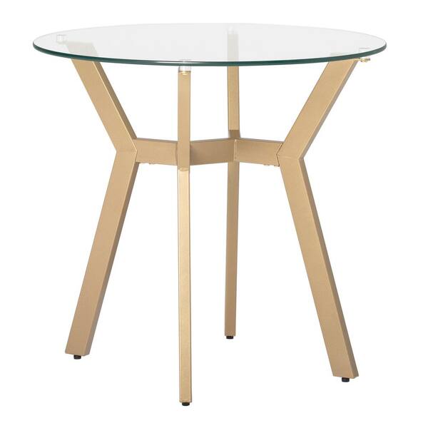 3 Leg Round End Table With Metal Frame, 3 Legged Round Table With Glass Top
