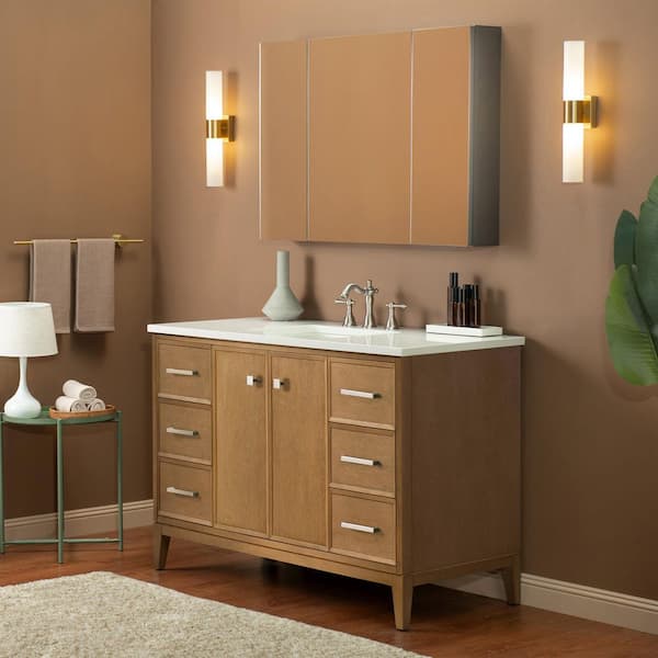49 in. W x 22 in. D Single Sink Freestanding Bath Vanity in Natural Oak w/ Carrara White Engineered Stone Vanity Top