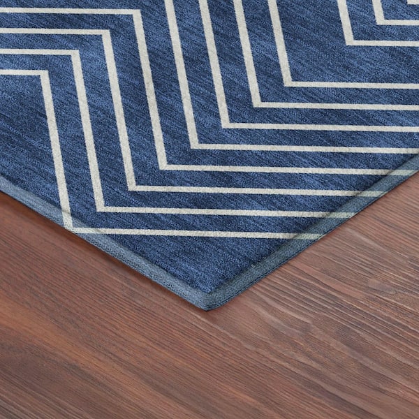 Mayfield Premium Machine Washable Abstract AMF2390 Navy 10 ft. x 14 ft. Area Rug