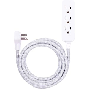 3-Outlet Power Strip Surge Protector with 8 ft. Braided Long Cord Extension and 250 Joules in White
