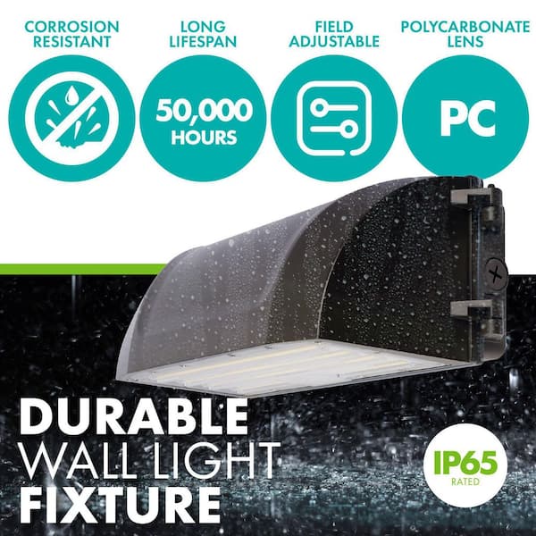 80-Watt 175-Watt Equivalent Integrated LED Bronze Wet Rated Adjustable Full Cut-Off Wall Pack Light 3000K/4000K/5000K