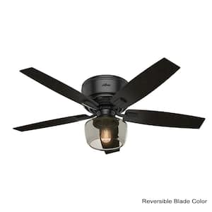 Bennett 52 in. LED Low Profile Matte Black Indoor Ceiling Fan With Globe Light Kit and Handheld Remote Control