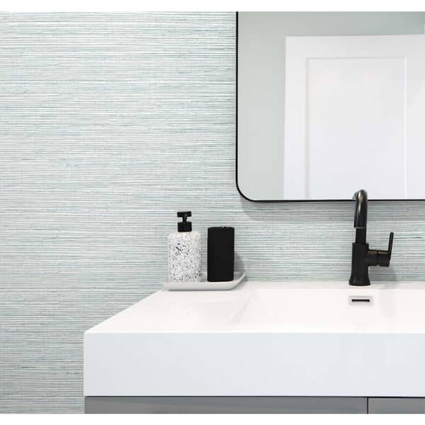 60.75 sq. ft. Tedlar Sea Breeze Edmond Faux Sisal High Performance Vinyl Unpasted Wallpaper Roll