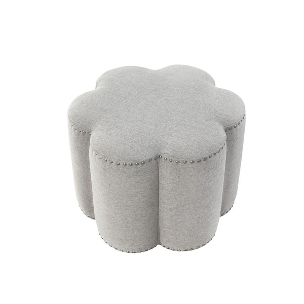 HomeRoots Grey 100% Linen Specialty Standard 24.5 L x 24.5 W x 18.5 H Ottoman
