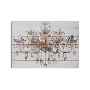 Vintage Chandelier Planked Wood Glamour Home Art Print 18 in. x 26 in.