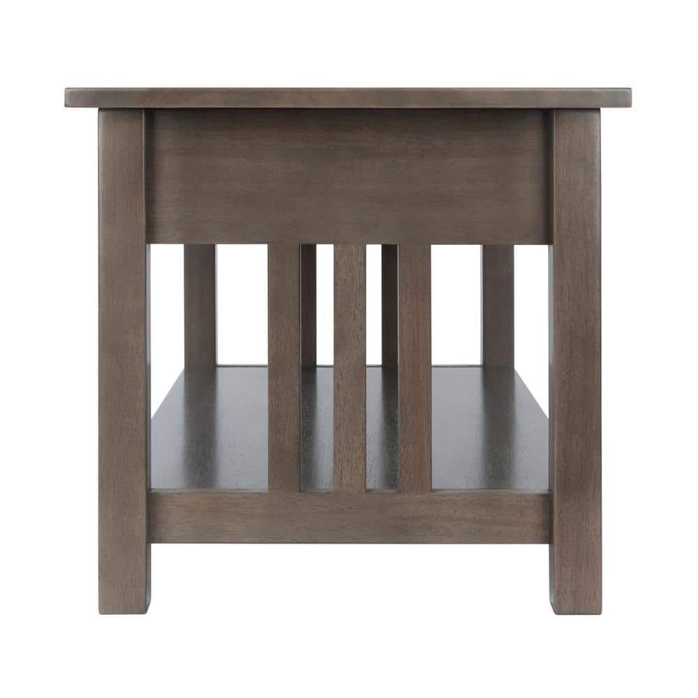 Transitional Oyster Gray Rectangular Coffee Table with Storage