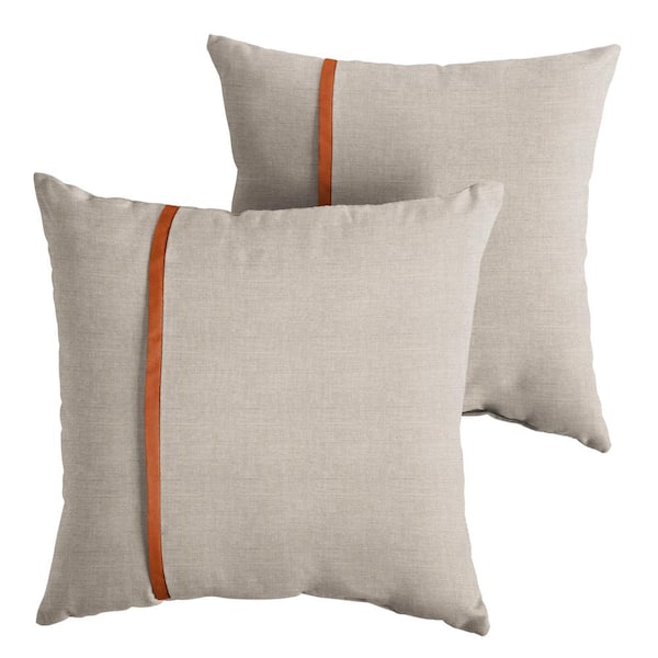 SORRA HOME Sunbrella Cast Silver Outdoor Knife Edge Throw Pillows (2-Pack)