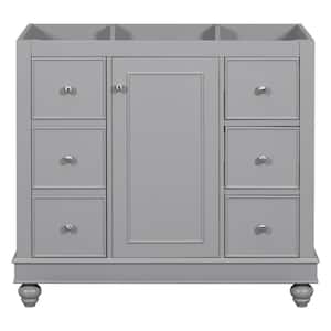 35.28 in. W x 18.2 in. D x 32.87 in. H Gray MDF Freestanding Linen Cabinet with 6-Drawers and Adjustable Shelves