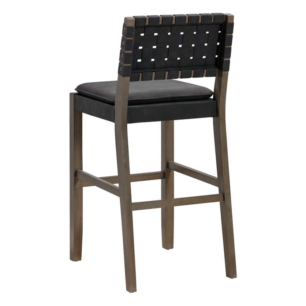 Cohen Black Faux Leather and Wood Bar Stool