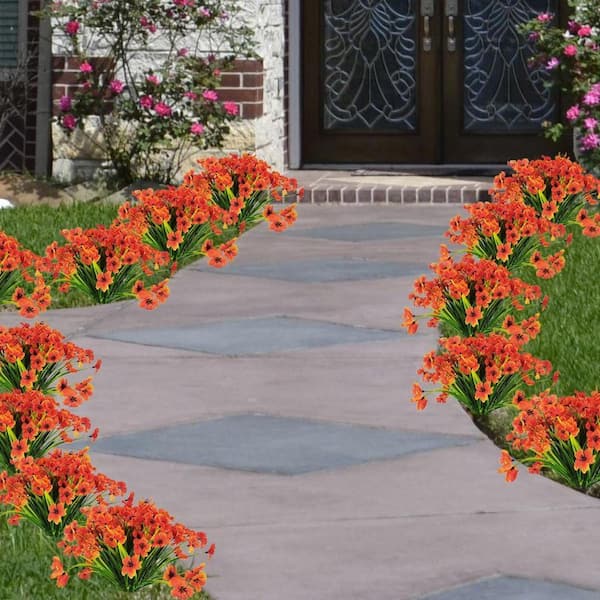 14 in. Orange 14 Bundles Artificial Other Fake Flowers Plastic
