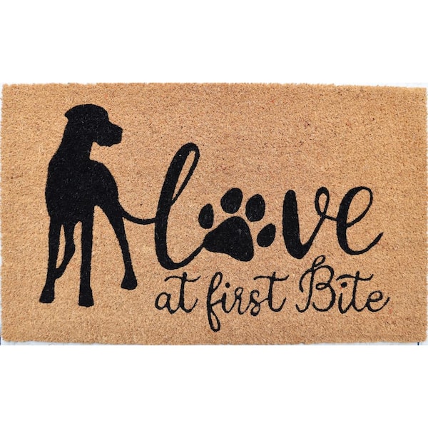 Imports Décor Vinyl Back Love At First Bite 30 in. x 18 in. Coir Door Mat