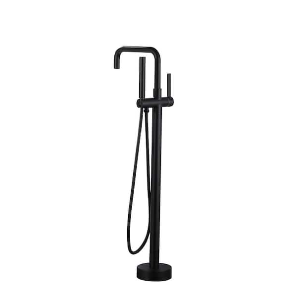 ARCORA Single-Handle Freestanding Tub Faucet Floor Mount Bathtub Filler with Hand Shower in. Matte Black