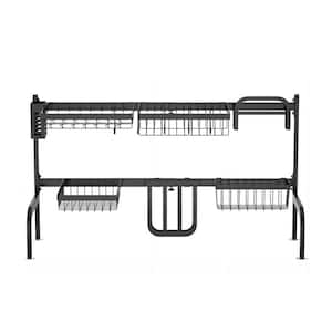 Siavonce Black Stainless Steel Kitchen Supplies Drying Rack Multifunctional Storage Shelf Tableware Drainer Dish Rack