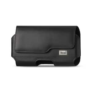 Horizontal Leather Pouch With Z Lid Pattern With Embossed Logo In Black