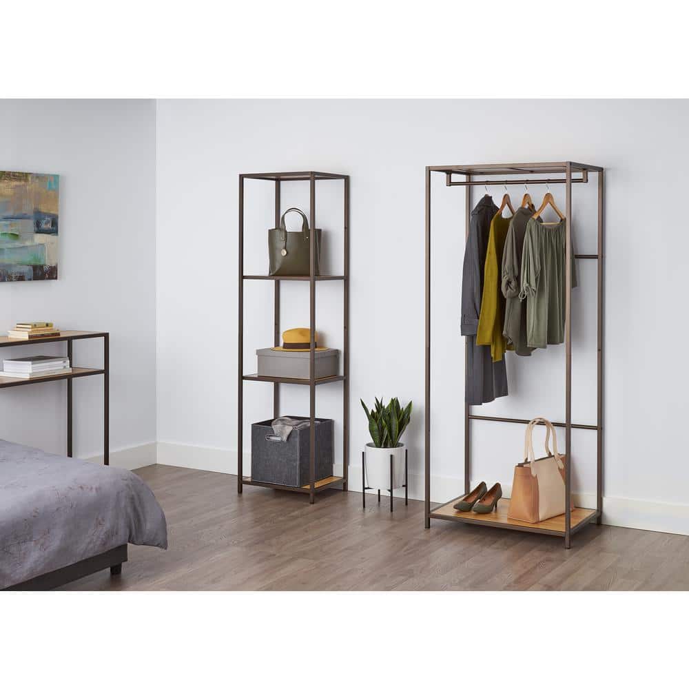 Bronze Anthracite Modern Bamboo 4-Tier 72" Shelving Tower
