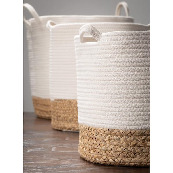 SULLIVANS 12.5 and 9 Brown Woven Fabric Wall Storage Basket (Set of 2)  N2769 - The Home Depot