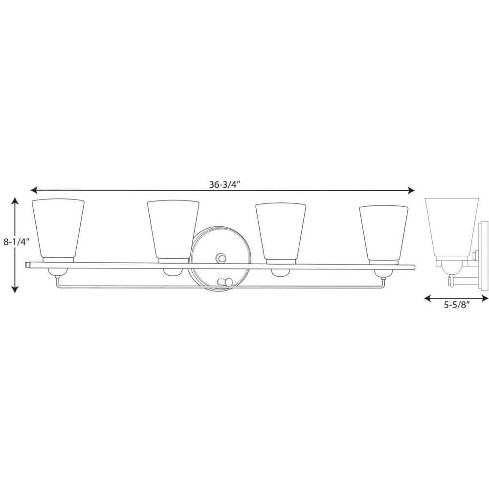 Brushed Nickel 4-Light Bath Vanity with Etched Glass Shades