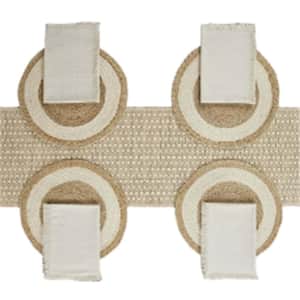 BH&G Set of 4 Jute Placemats-Natural color - 14"x20", 1 Jute - Natural color -Table Runner and 4- White Napkins
