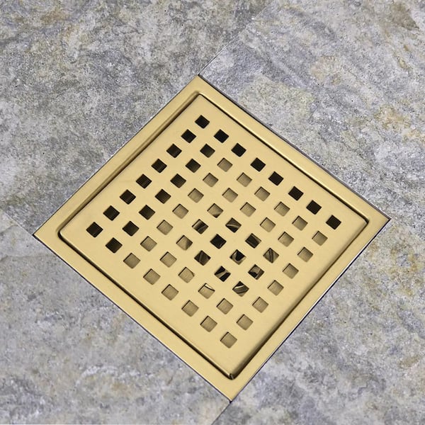 Stainless Steel Square Shower Floor Drain with Square Pattern Drain Cover